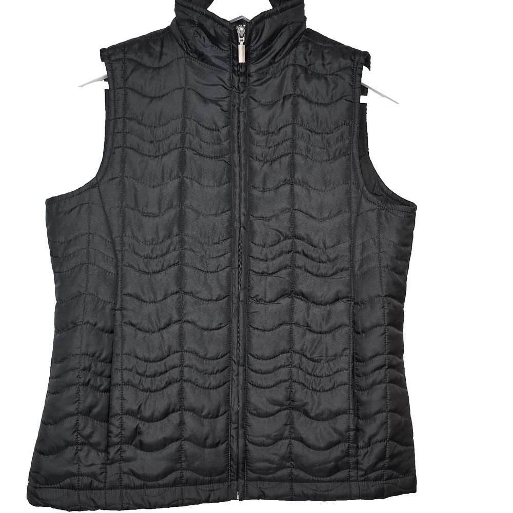 Jane Ashley Women's Quilted Full Zip Puffer Vest Black S Lightweight Casual Life